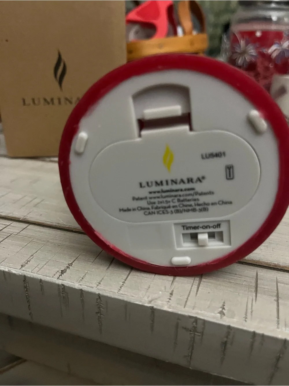 Luminara Red Pillar Candle in Deep Red -